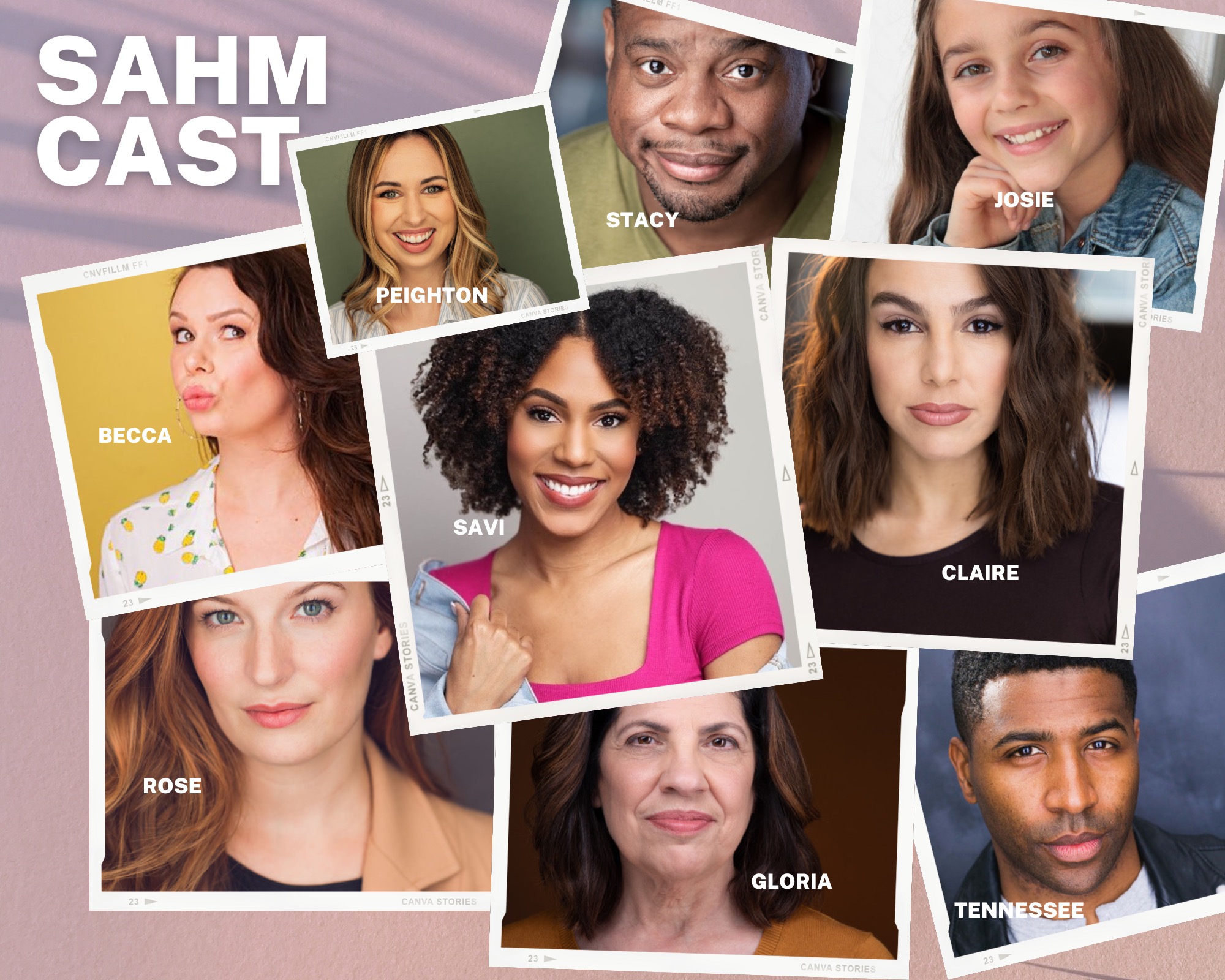 SAHM Cast - Becca, Peighton, Stacy, Josie, Savi, Claire, Rose, Gloria, and Tennessee